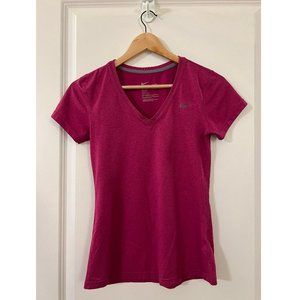 Nike Dri-Fit Women’s V-Neck T-shirt - Size XS - Magenta Pink